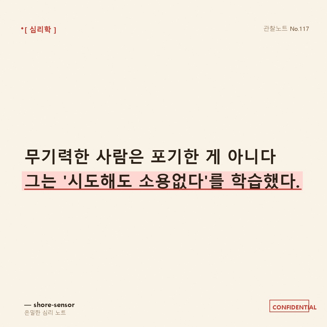 무기력한 사람은 노력을 포기한 게 아니다 — 무기력의 심리