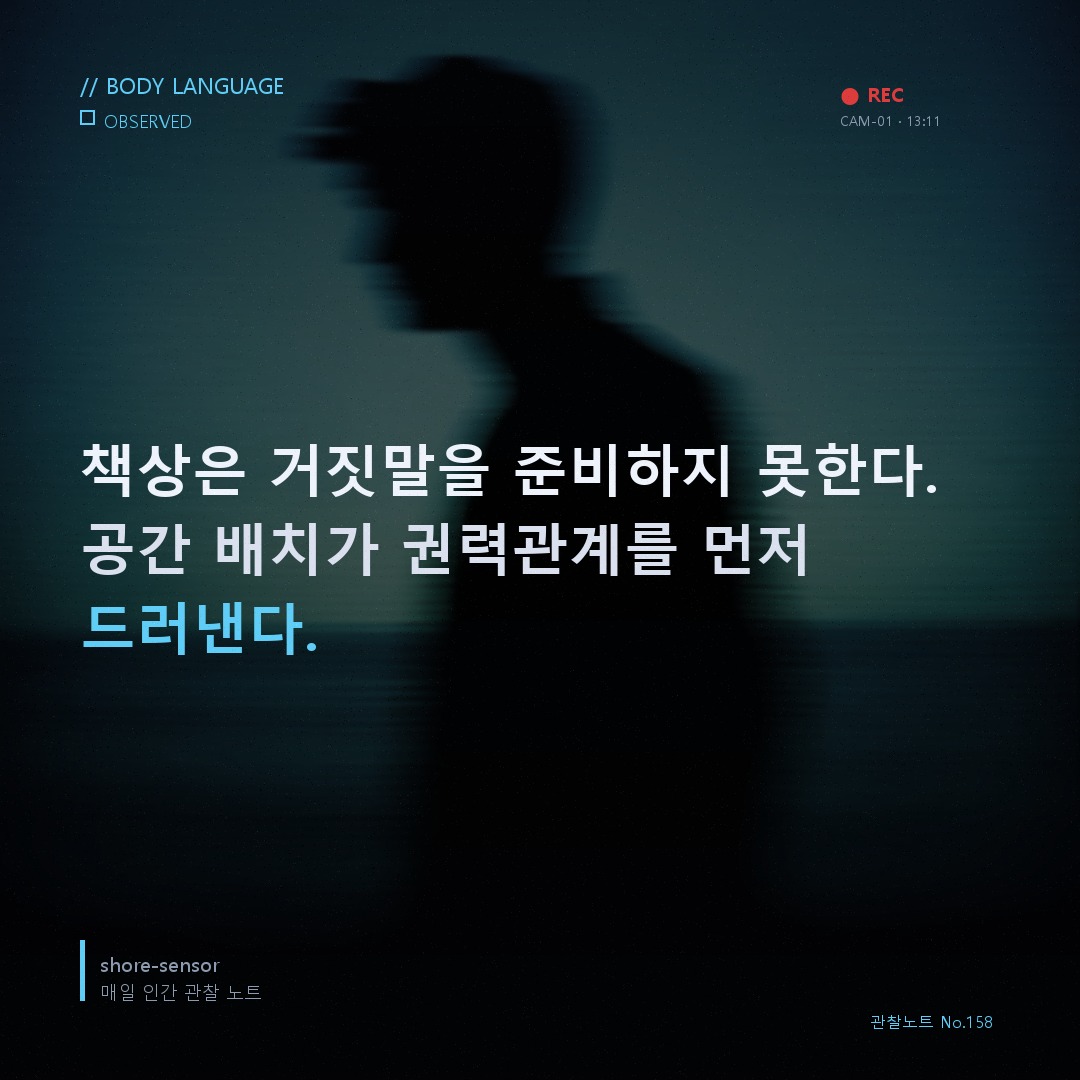 직장 상사 책상 위 물건 배치 해석 — 권력은 배치로 말한다