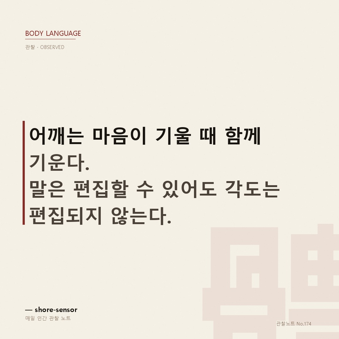 어깨는 마음이 기울 때 함께 기운다 🌿 — 연애할 때 어깨 기울임 각도 읽기