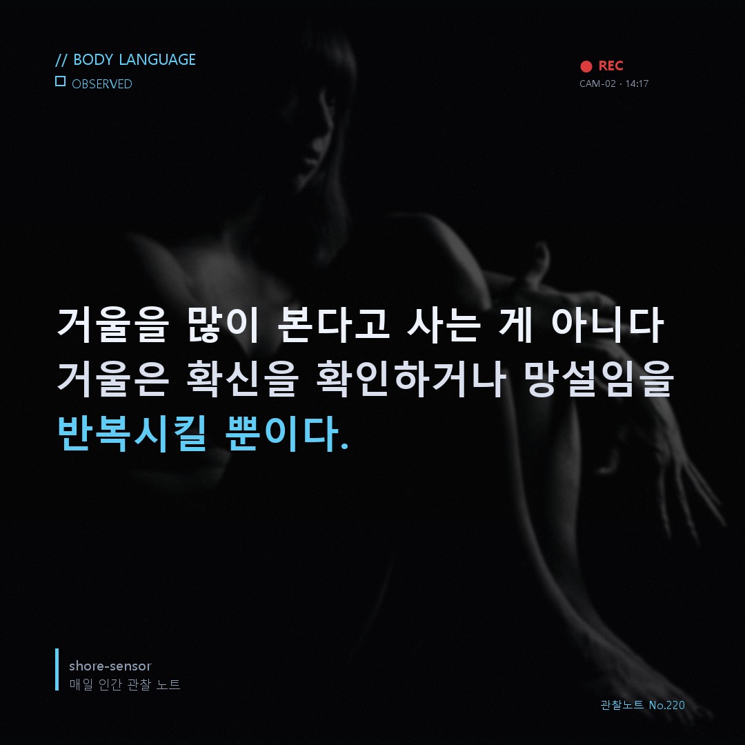 쇼핑 중 거울 보는 횟수와 구매 확률 — 거울은 결정을 만들지 않는다. 확인을 반복할 뿐이다. 🔬